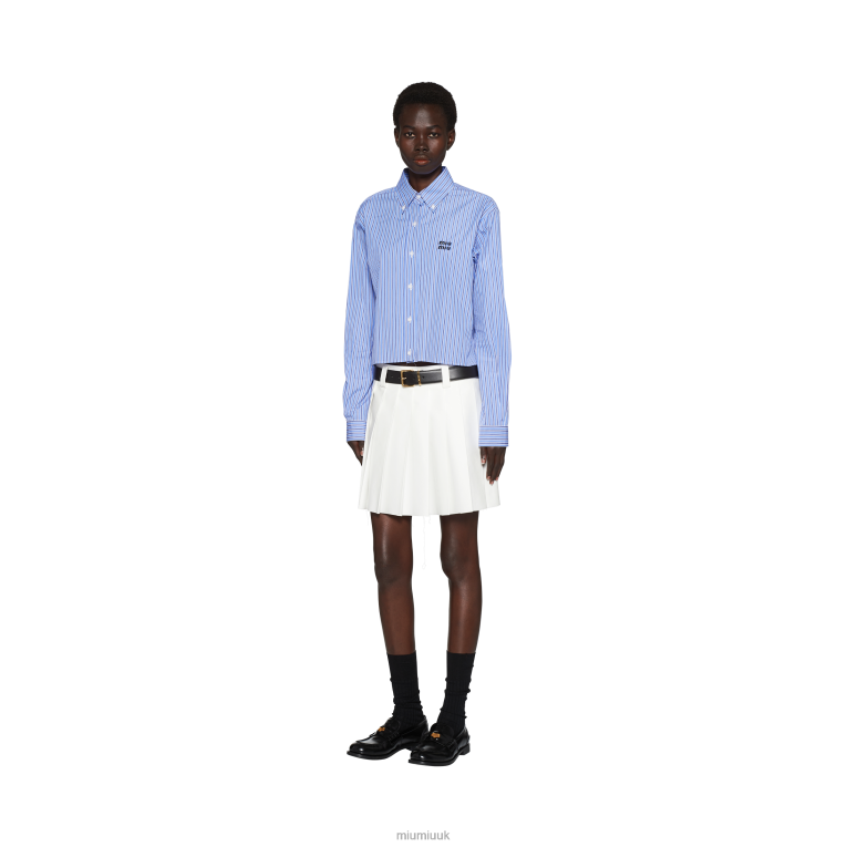 Ready To Wear Poplin Shirt Miu Miu XH28Z659 Sapphire Blue