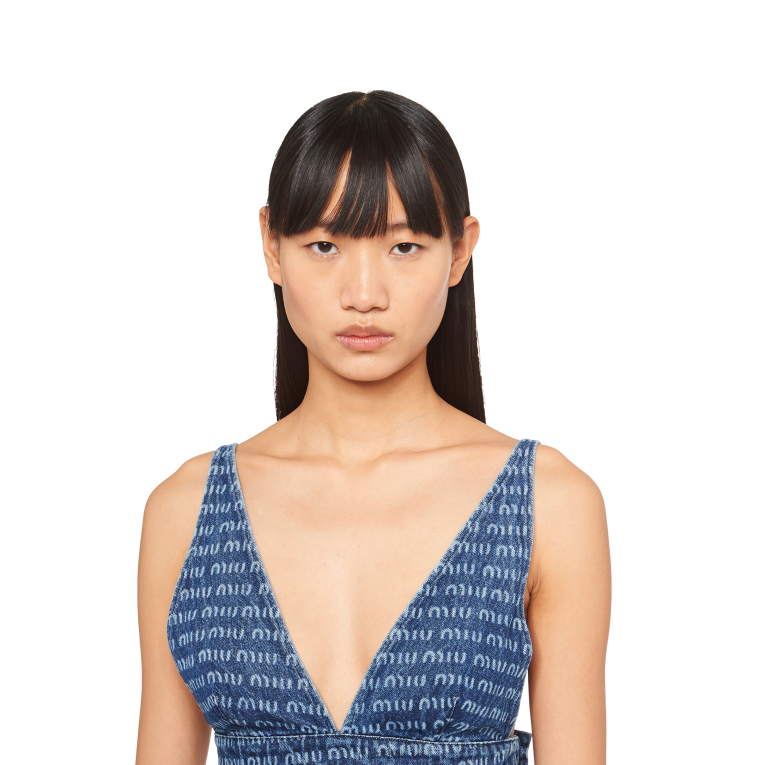 Ready To Wear Single-breasted Tweed Top Miu Miu XH28Z594 Navy