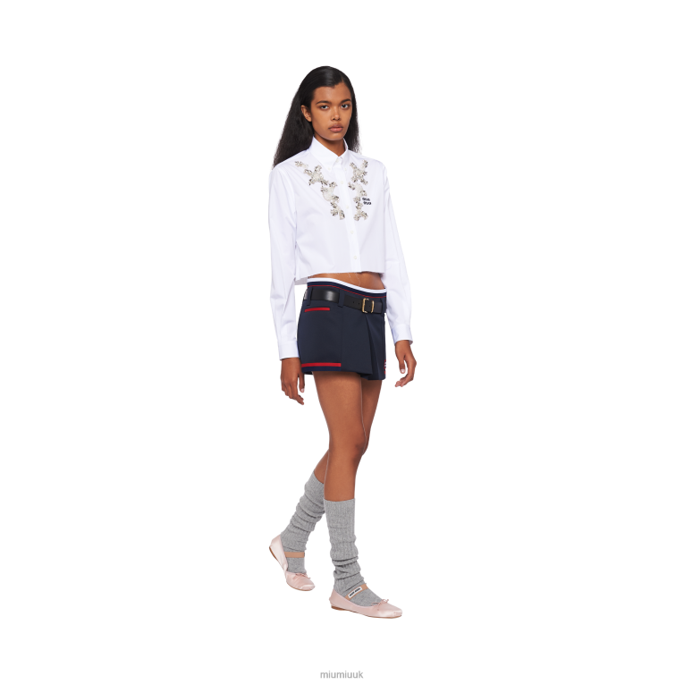 Ready To Wear Stone-embellished Poplin Shirt Miu Miu XH28Z664 White