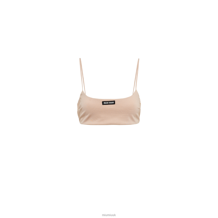 Ready To Wear Stretch Jersey Top With Logo Miu Miu XH28Z623 Cameo