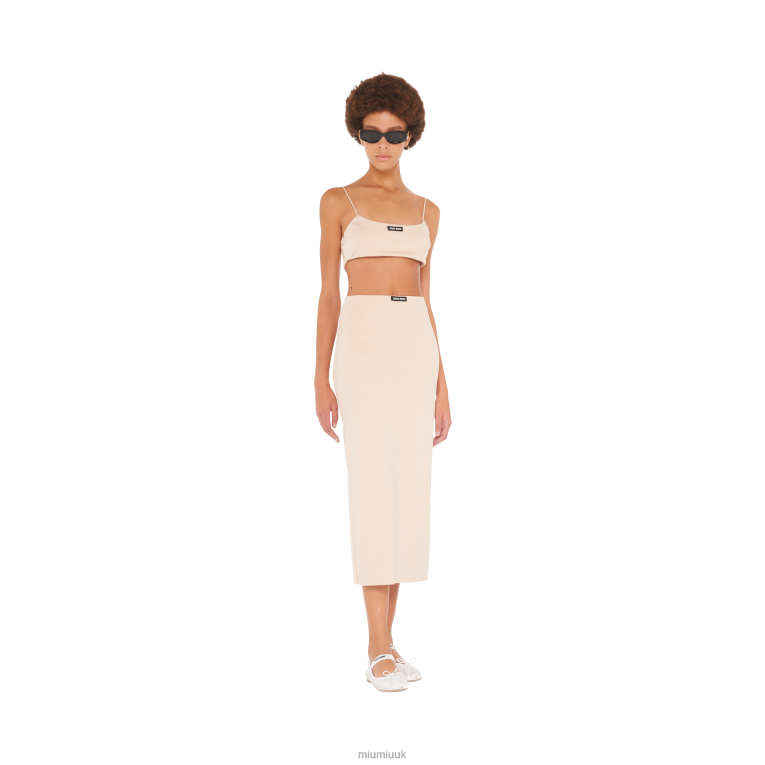 Ready To Wear Stretch Jersey Top With Logo Miu Miu XH28Z623 Cameo