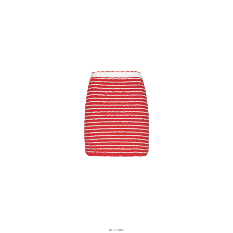 Ready To Wear Boucle Cotton Miniskirt Miu Miu XH28Z750 Red/White