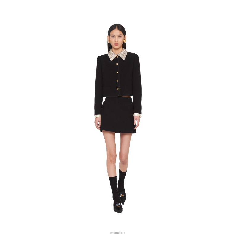 Ready To Wear Boucle Tweed Miniskirt Miu Miu XH28Z925 Black