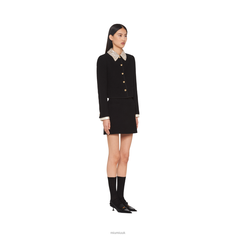 Ready To Wear Boucle Tweed Miniskirt Miu Miu XH28Z925 Black