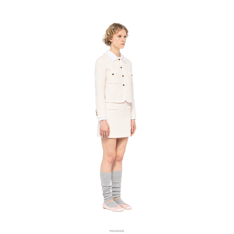 Ready To Wear Boucle Tweed Miniskirt Miu Miu XH28Z926 Ivory