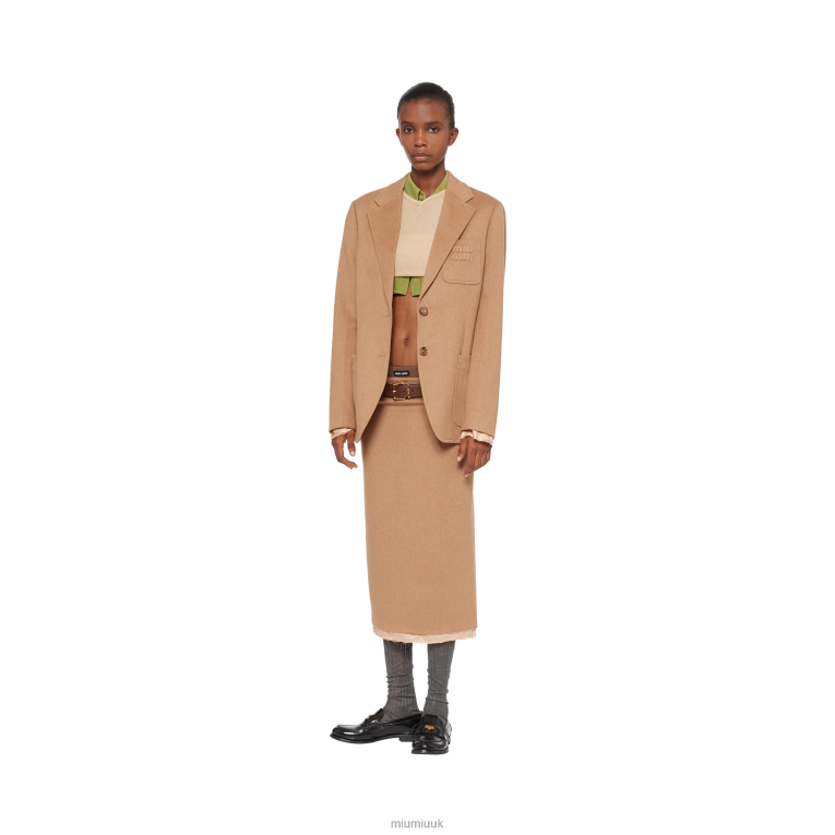 Ready To Wear Camel-hair Pencil Skirt Miu Miu XH28Z929 Camel Brown