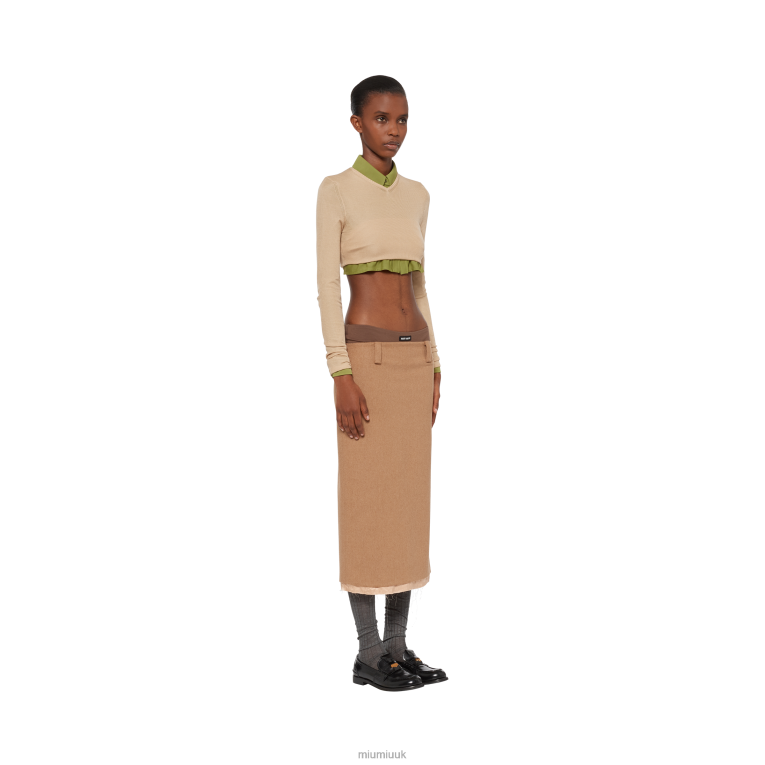 Ready To Wear Camel-hair Pencil Skirt Miu Miu XH28Z929 Camel Brown