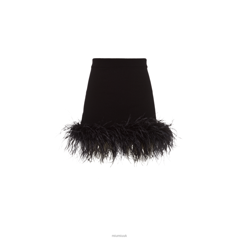 Ready To Wear Cashmere Miniskirt With Feathers Miu Miu XH28Z786 Black