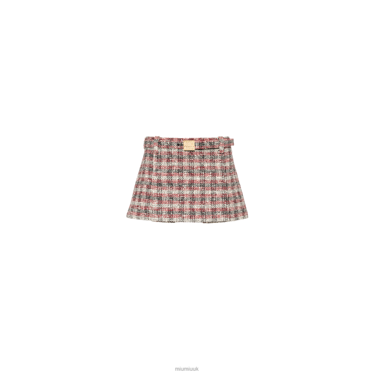 Ready To Wear Check Miniskirt Miu Miu XH28Z841 Pomegranate Yellow/Red
