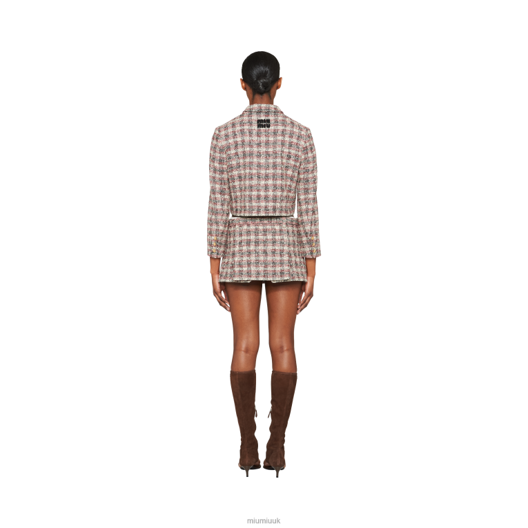 Ready To Wear Check Miniskirt Miu Miu XH28Z841 Pomegranate Yellow/Red