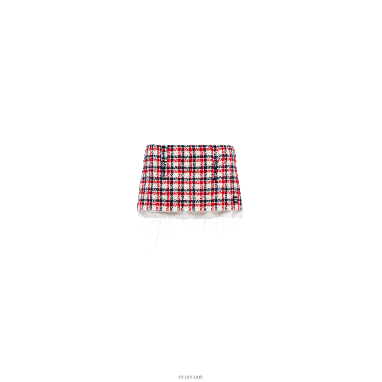Ready To Wear Check Tweed Miniskirt Miu Miu XH28Z901 White/Red