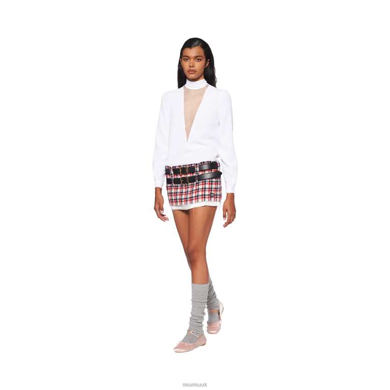 Ready To Wear Check Tweed Miniskirt Miu Miu XH28Z901 White/Red