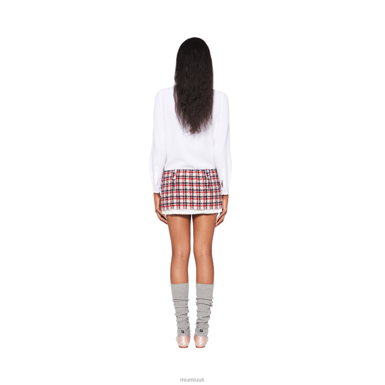 Ready To Wear Check Tweed Miniskirt Miu Miu XH28Z901 White/Red