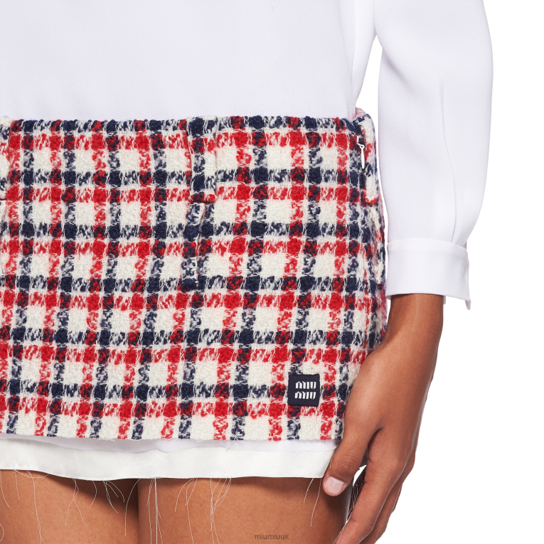Ready To Wear Check Tweed Miniskirt Miu Miu XH28Z901 White/Red