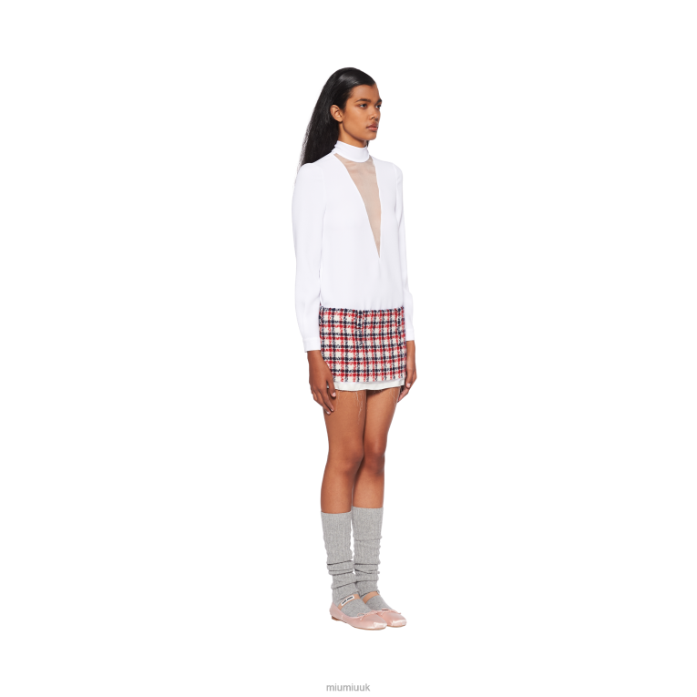 Ready To Wear Check Tweed Miniskirt Miu Miu XH28Z901 White/Red