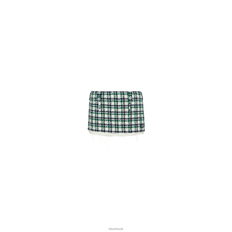 Ready To Wear Check Tweed Miniskirt Miu Miu XH28Z902 White/Green
