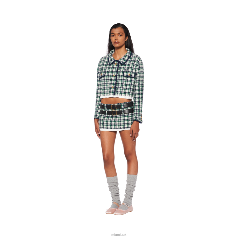 Ready To Wear Check Tweed Miniskirt Miu Miu XH28Z902 White/Green
