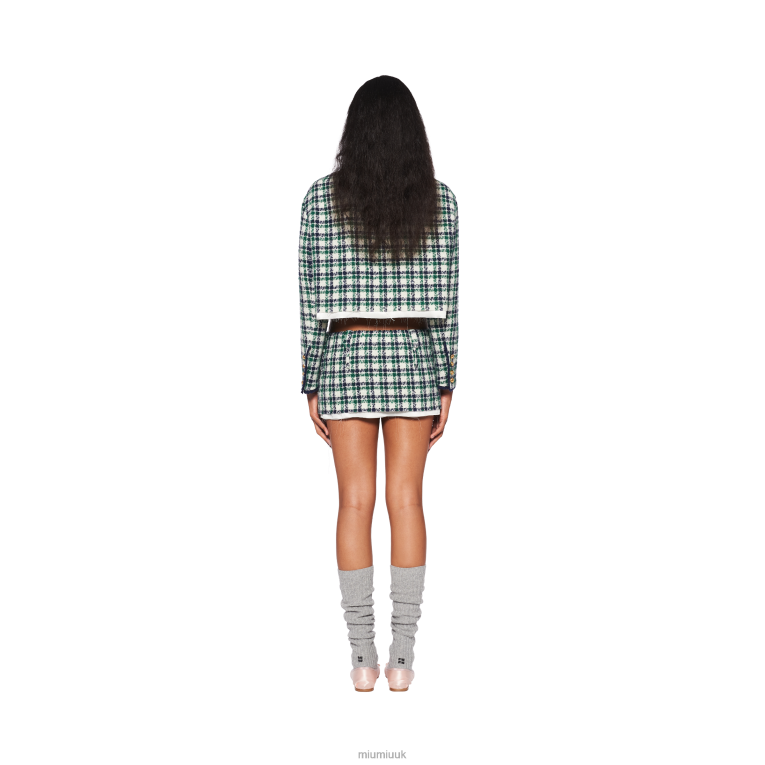 Ready To Wear Check Tweed Miniskirt Miu Miu XH28Z902 White/Green
