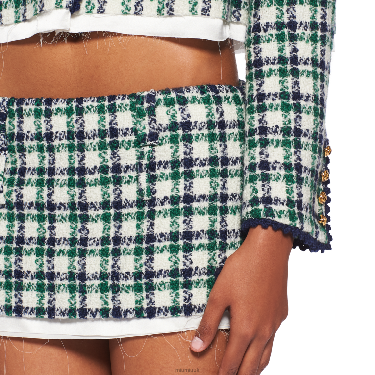 Ready To Wear Check Tweed Miniskirt Miu Miu XH28Z902 White/Green