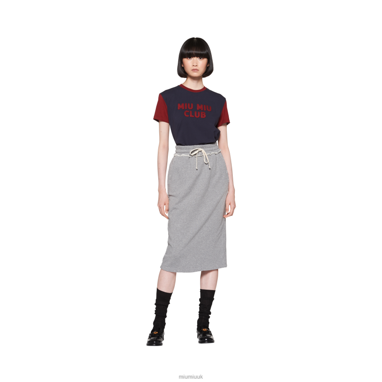 Ready To Wear Cotton Fleece Skirt Miu Miu XH28Z685 Grey