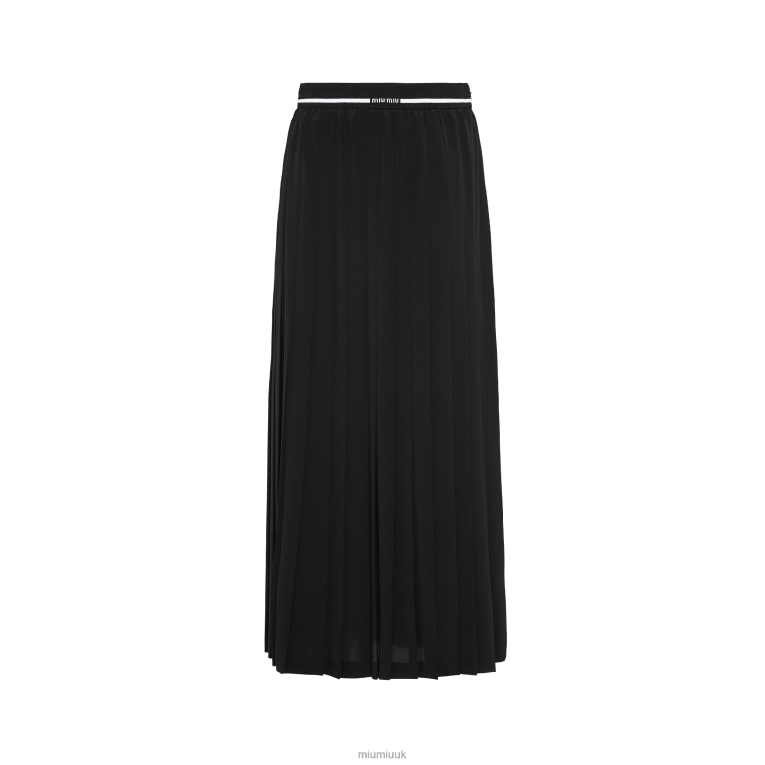 Ready To Wear Crepe De Chine Pleated Midi Skirt Miu Miu XH28Z859 Black