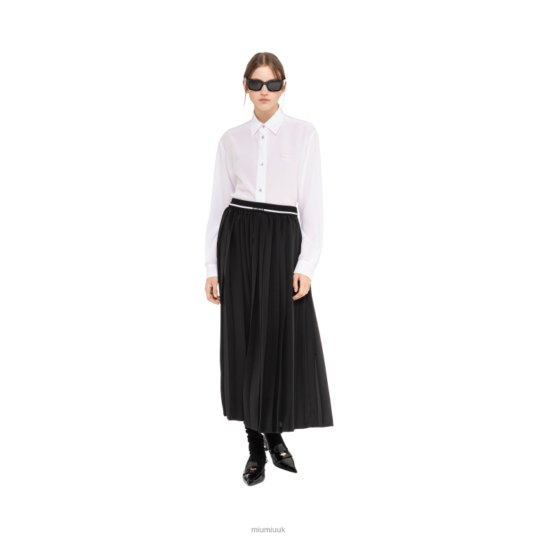 Ready To Wear Crepe De Chine Pleated Midi Skirt Miu Miu XH28Z859 Black