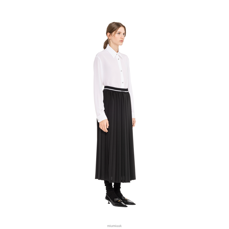 Ready To Wear Crepe De Chine Pleated Midi Skirt Miu Miu XH28Z859 Black