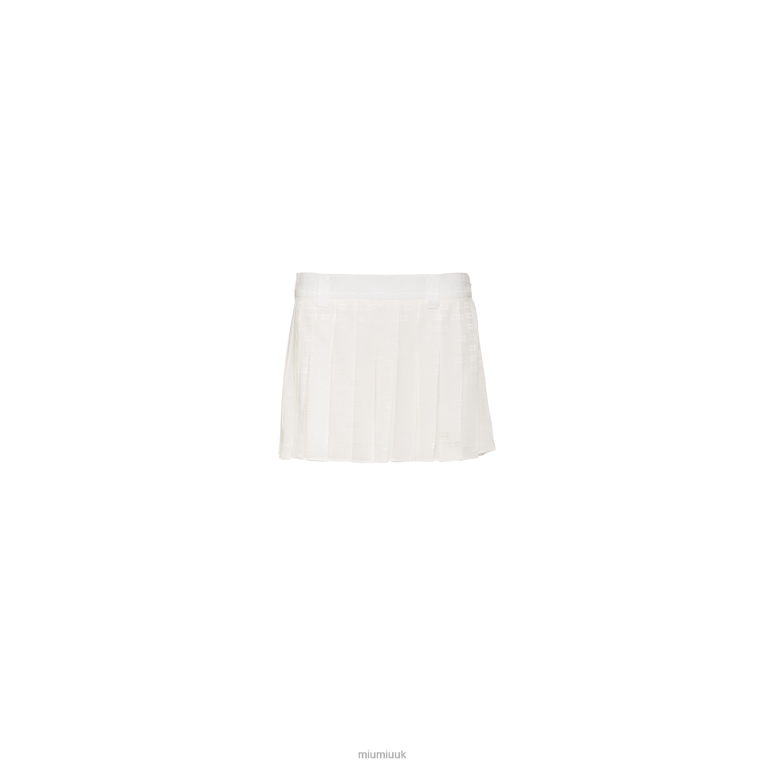 Ready To Wear Crepe Di Chine Miniskirt With Logo Miu Miu XH28Z838 White