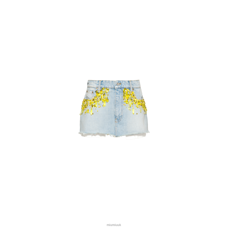 Ready To Wear Denim Miniskirt Miu Miu XH28Z907 Light Blue/Yellow