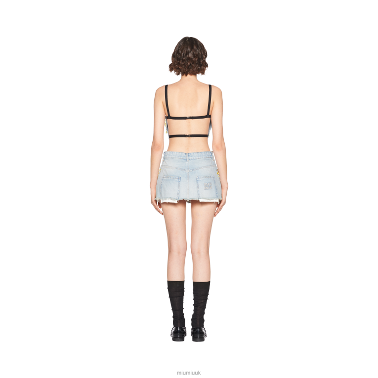 Ready To Wear Denim Miniskirt Miu Miu XH28Z907 Light Blue/Yellow
