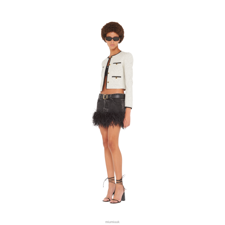 Ready To Wear Denim Miniskirt With Feathers Miu Miu XH28Z872 Black