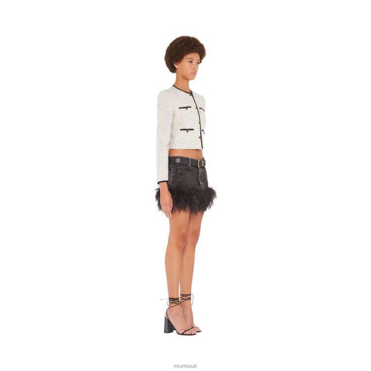 Ready To Wear Denim Miniskirt With Feathers Miu Miu XH28Z872 Black