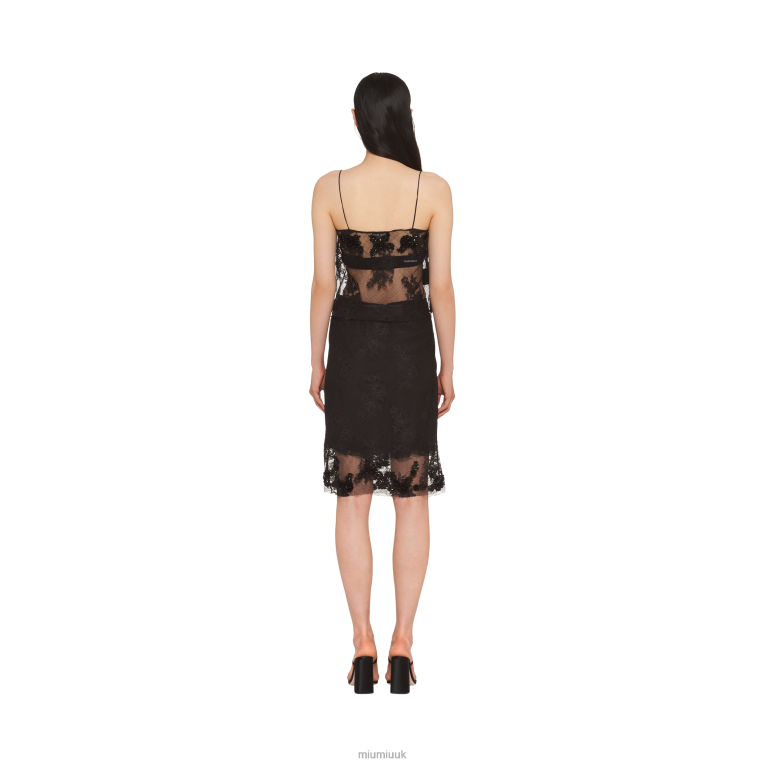 Ready To Wear Embroidered Lace Skirt Miu Miu XH28Z881 Black