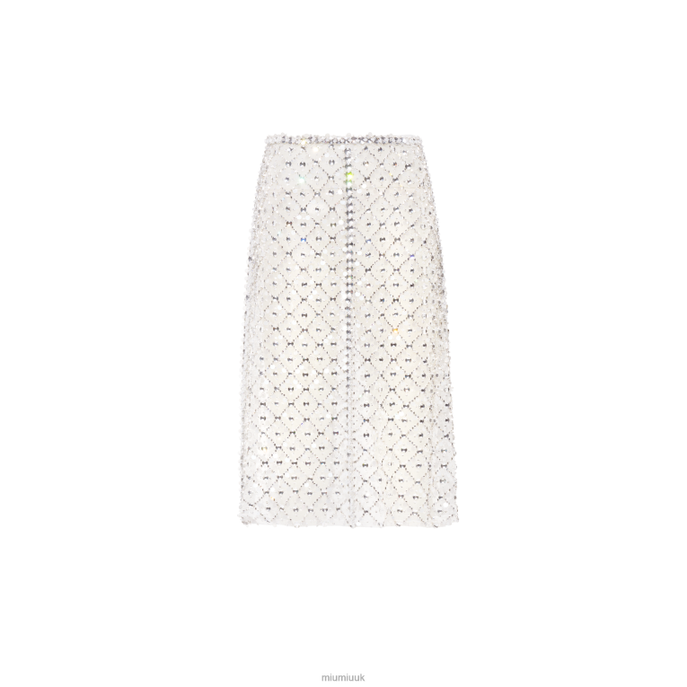 Ready To Wear Embroidered Organza Midi-skirt Miu Miu XH28Z910 White