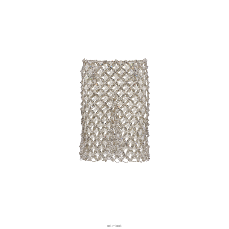 Ready To Wear Embroidered Rhinestone Mesh Skirt Miu Miu XH28Z891 Crystal