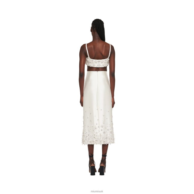 Ready To Wear Embroidered Silk And Wool Skirt Miu Miu XH28Z877 White