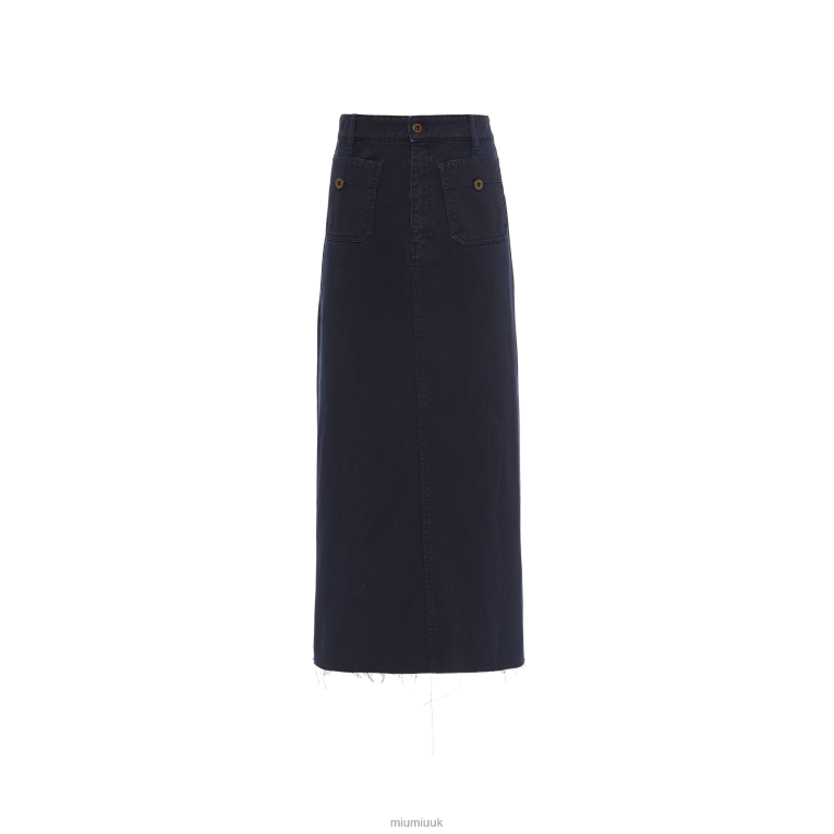 Ready To Wear Garment-dyed Drill Midi-skirt Miu Miu XH28Z870 Navy