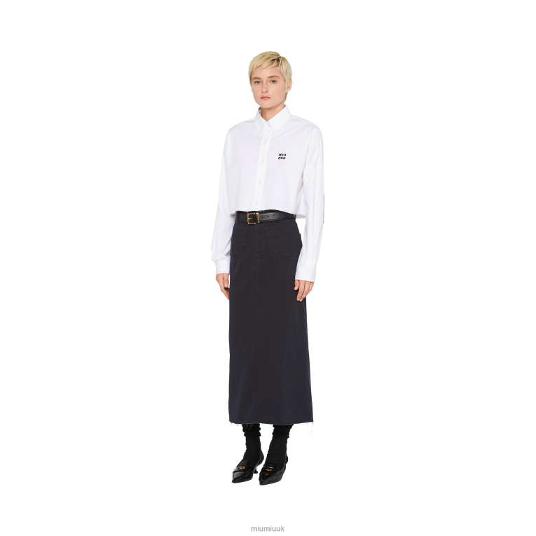 Ready To Wear Garment-dyed Drill Midi-skirt Miu Miu XH28Z870 Navy