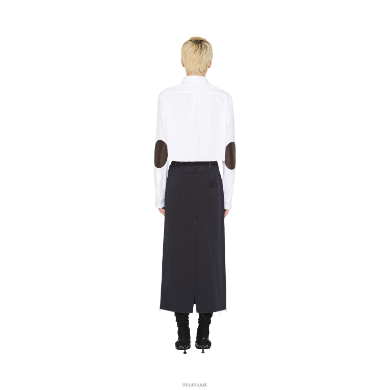 Ready To Wear Garment-dyed Drill Midi-skirt Miu Miu XH28Z870 Navy