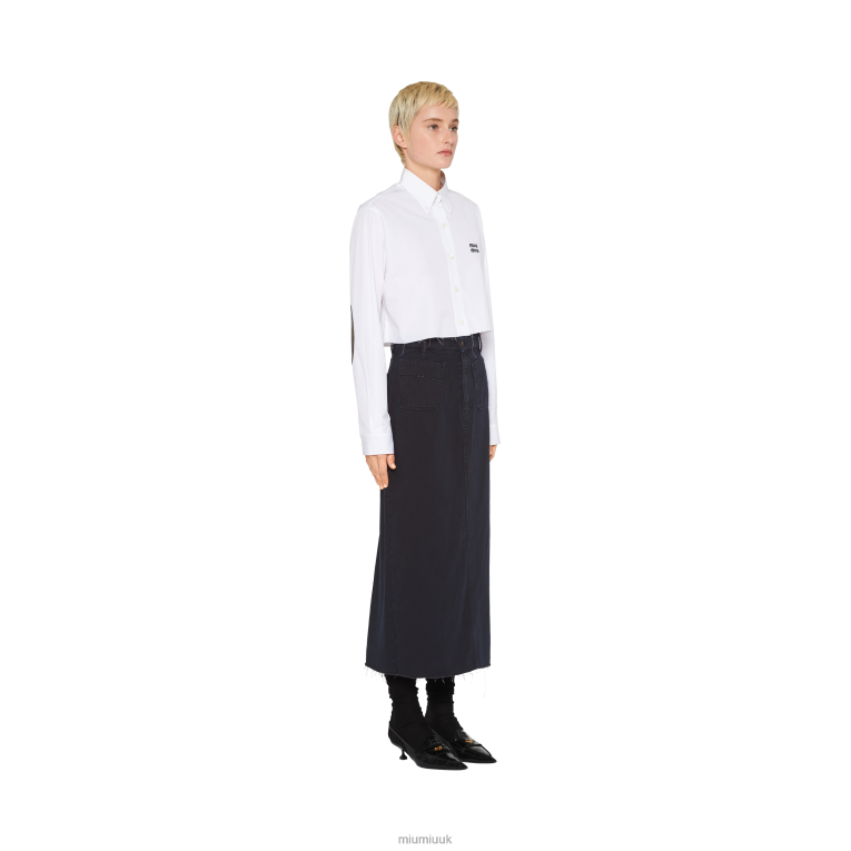 Ready To Wear Garment-dyed Drill Midi-skirt Miu Miu XH28Z870 Navy