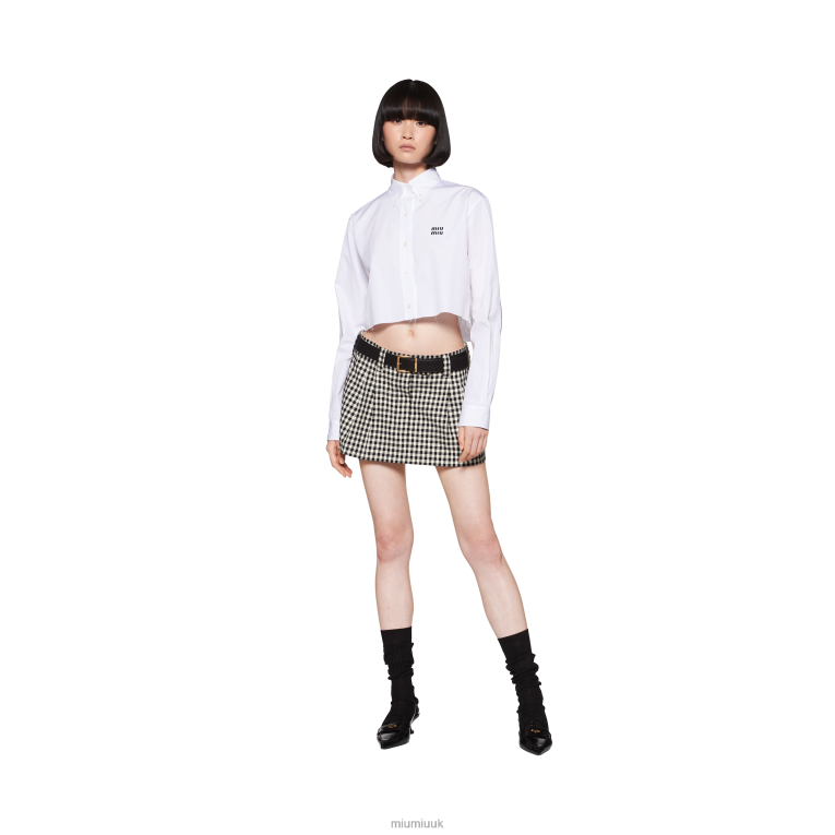 Ready To Wear Gingham Check Skirt Miu Miu XH28Z855 White/Black