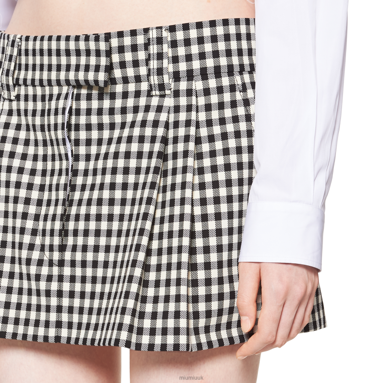 Ready To Wear Gingham Check Skirt Miu Miu XH28Z855 White/Black