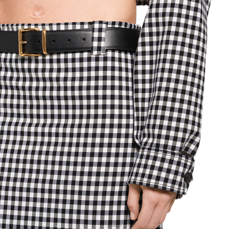 Ready To Wear Gingham Check Skirt Miu Miu XH28Z863 White/Black