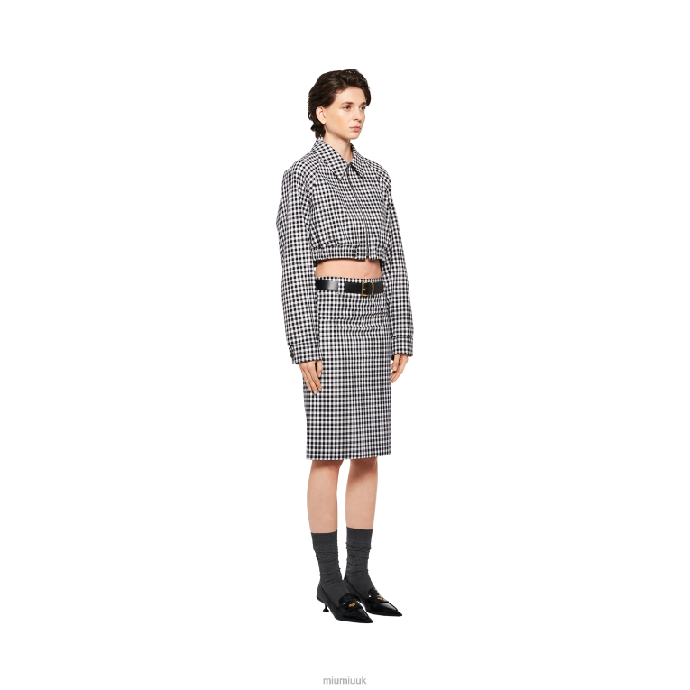 Ready To Wear Gingham Check Skirt Miu Miu XH28Z863 White/Black