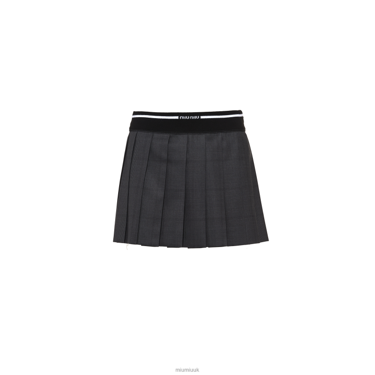 Ready To Wear Glen Plaid Mini Skirt Miu Miu XH28Z887 Slate Gray