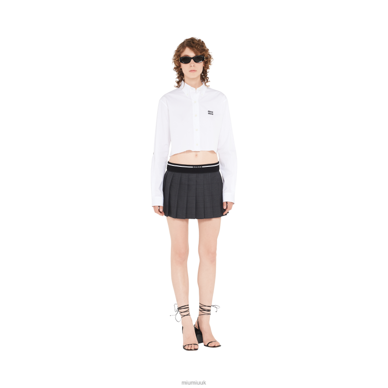 Ready To Wear Glen Plaid Mini Skirt Miu Miu XH28Z887 Slate Gray