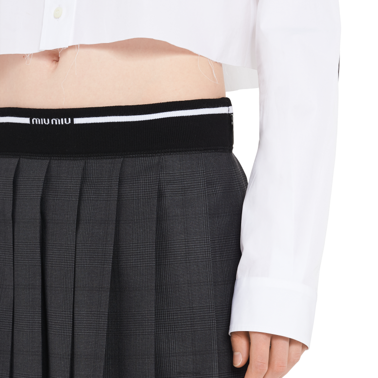 Ready To Wear Glen Plaid Mini Skirt Miu Miu XH28Z887 Slate Gray