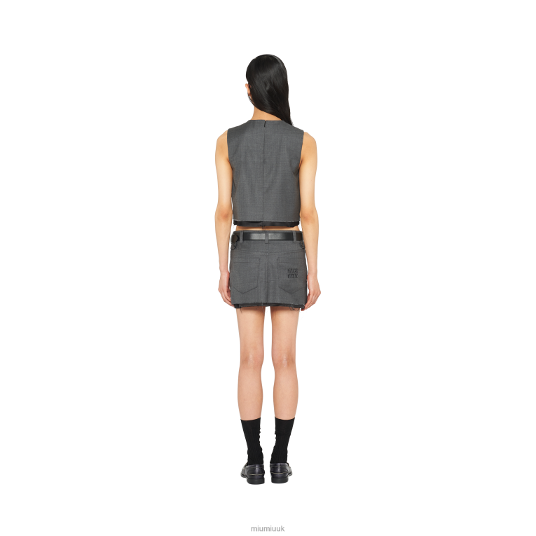 Ready To Wear Grisaille Mini Skirt Miu Miu XH28Z888 Slate Gray