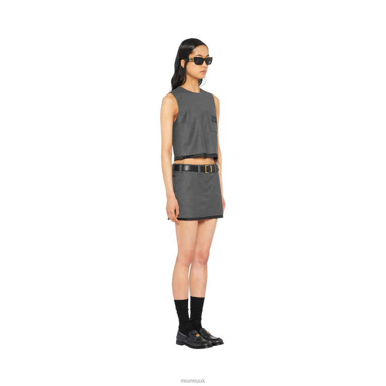 Ready To Wear Grisaille Mini Skirt Miu Miu XH28Z888 Slate Gray