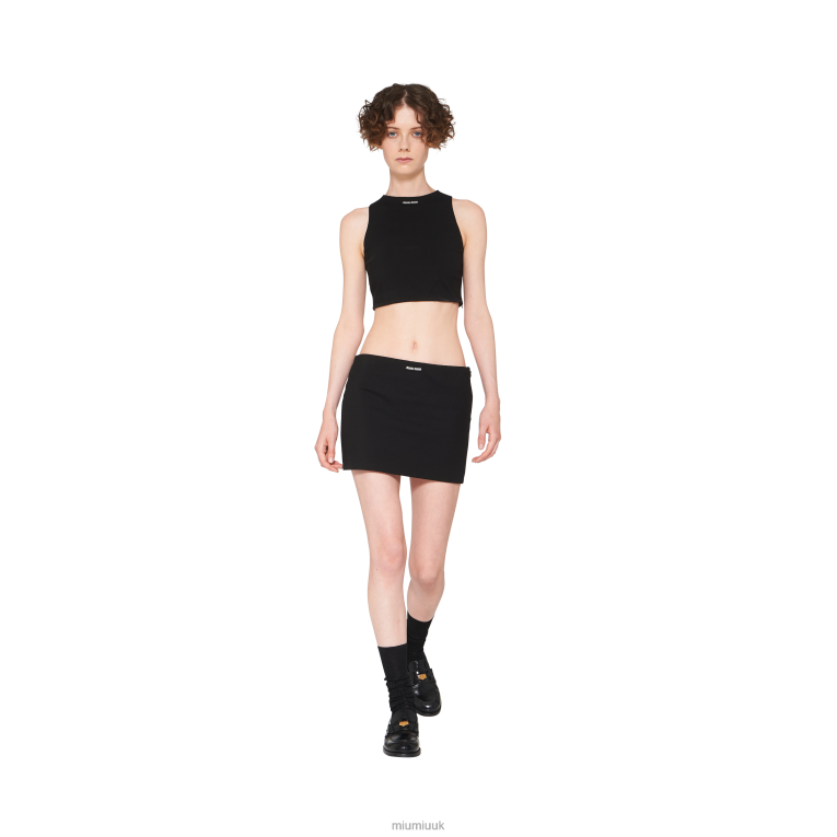 Ready To Wear Jersey Miniskirt With Logo Miu Miu XH28Z903 Black